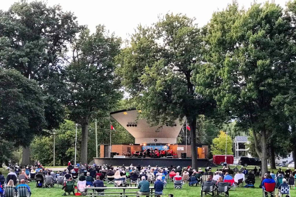 Scene and people on the performance during Chatam Concert in Tecumseh Park